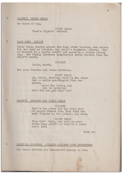 Moe Howard's Personally Owned Three Stooges' Columbia Pictures Script for Their 1938 Film, ''Flat Foot Stooges''
